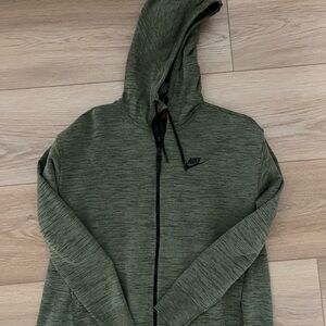 Nike Heathered Olive Green Zip Up Hoodie